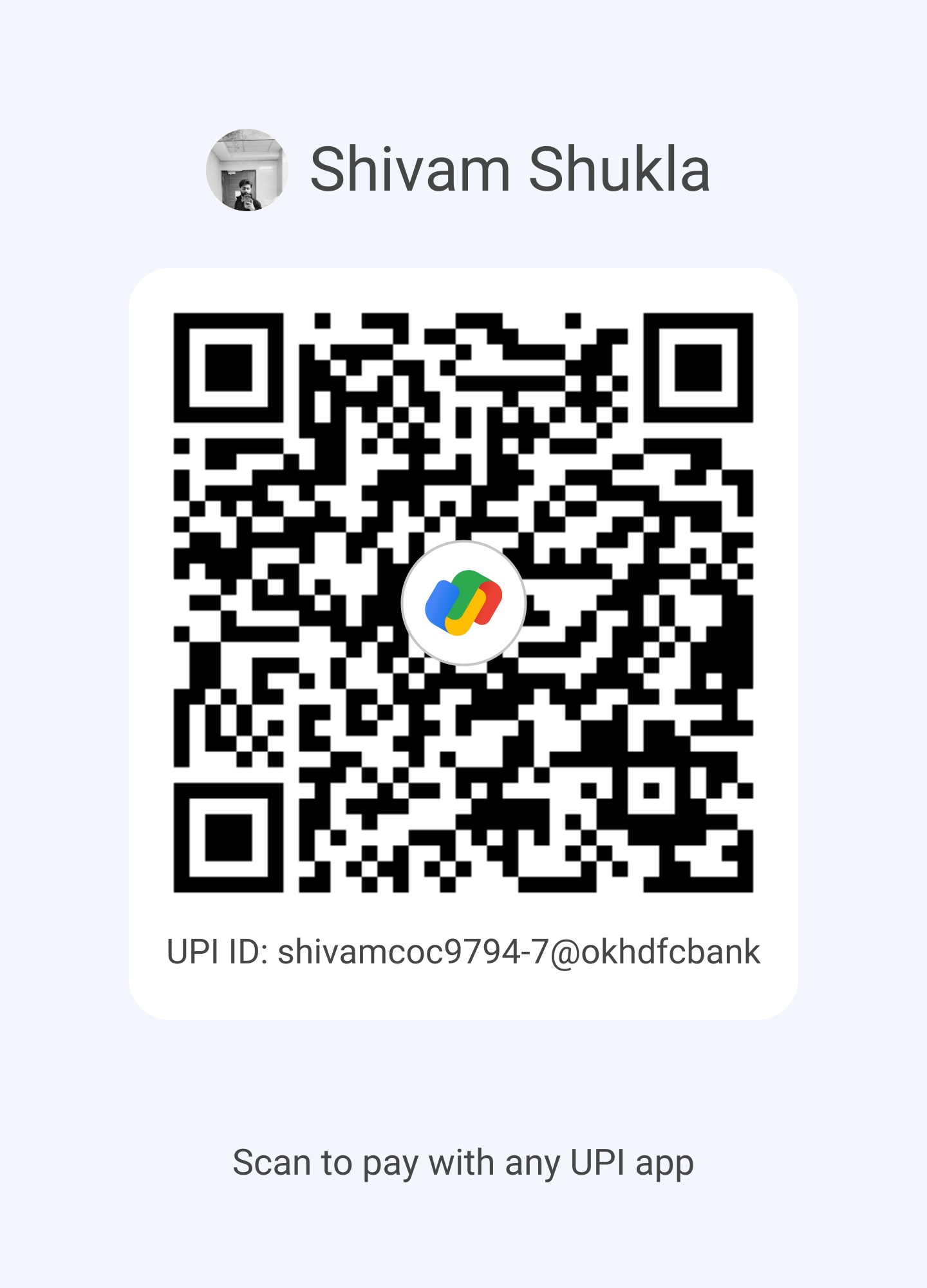 Entry fee payment QR code